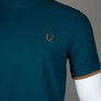 Fred Perry Tipped Cuff Pique T-Shirt Dark Petrol