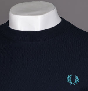 Fred Perry Tipped Cuff Pique T-Shirt Navy/Deep Mint