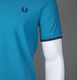 Fred Perry Tipped Cuff Pique T-Shirt Ocean/Navy