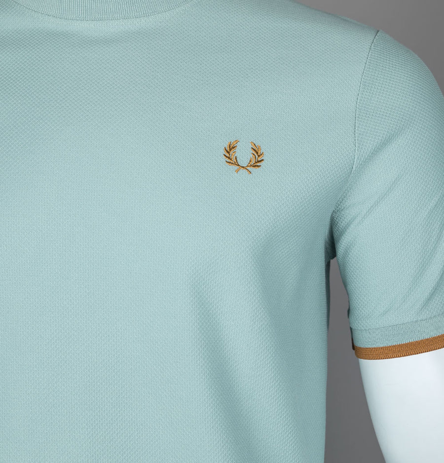 Fred Perry Tipped Cuff Pique T-Shirt Silver Blue/Dark Caramel