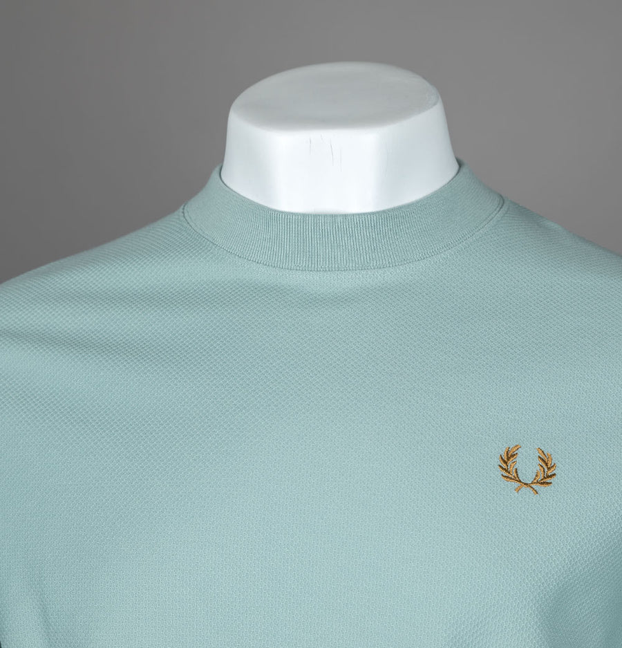 Fred Perry Tipped Cuff Pique T-Shirt Silver Blue/Dark Caramel