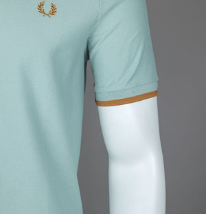 Fred Perry Tipped Cuff Pique T-Shirt Silver Blue/Dark Caramel