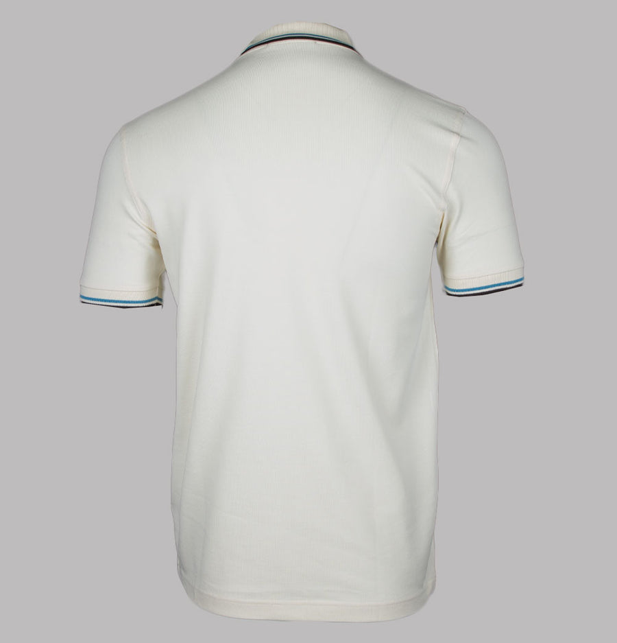 Fred Perry Twin Tipped Polo Shirt Ecru/Soft Blue/Brick
