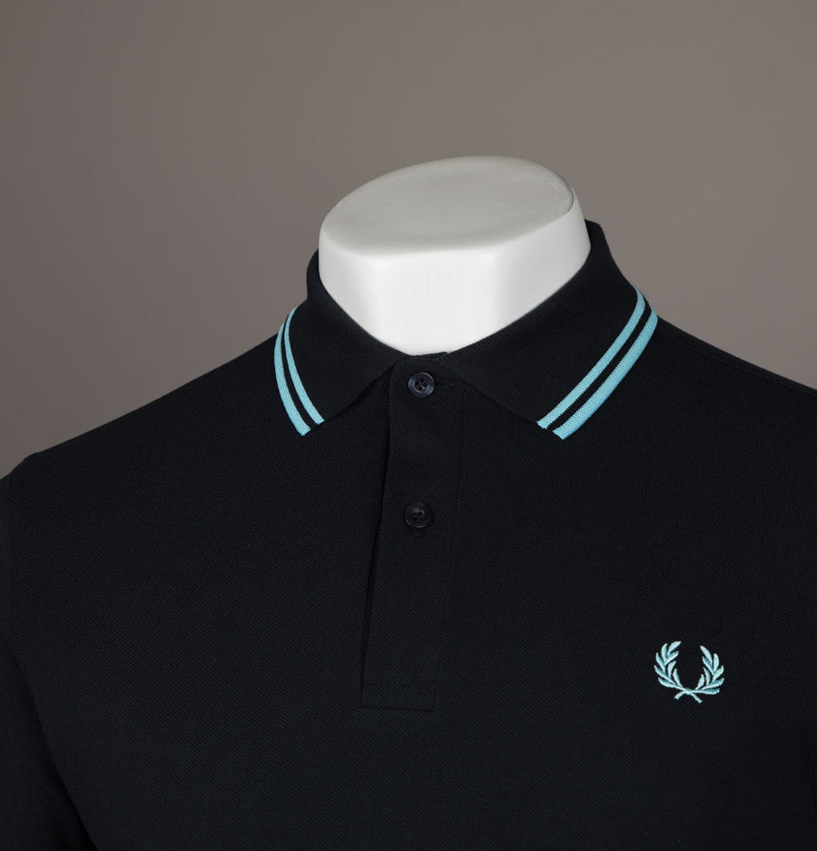 Fred Perry Twin Tipped Polo Shirt Navy/Mint Blue