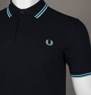 Fred Perry Twin Tipped Polo Shirt Navy/Mint Blue