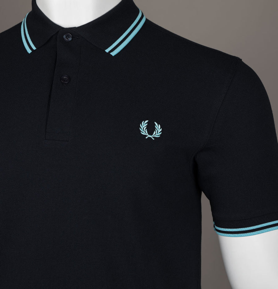 Fred Perry Twin Tipped Polo Shirt Navy/Mint Blue