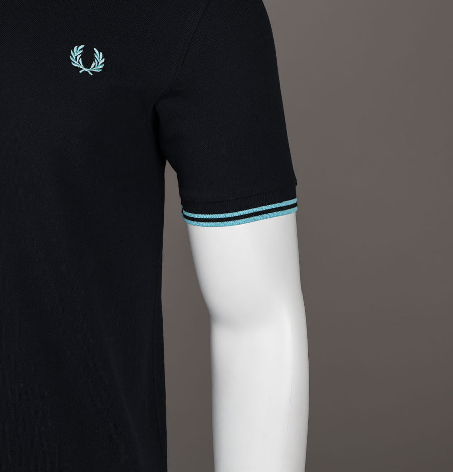 Fred Perry Twin Tipped Polo Shirt Navy/Mint Blue