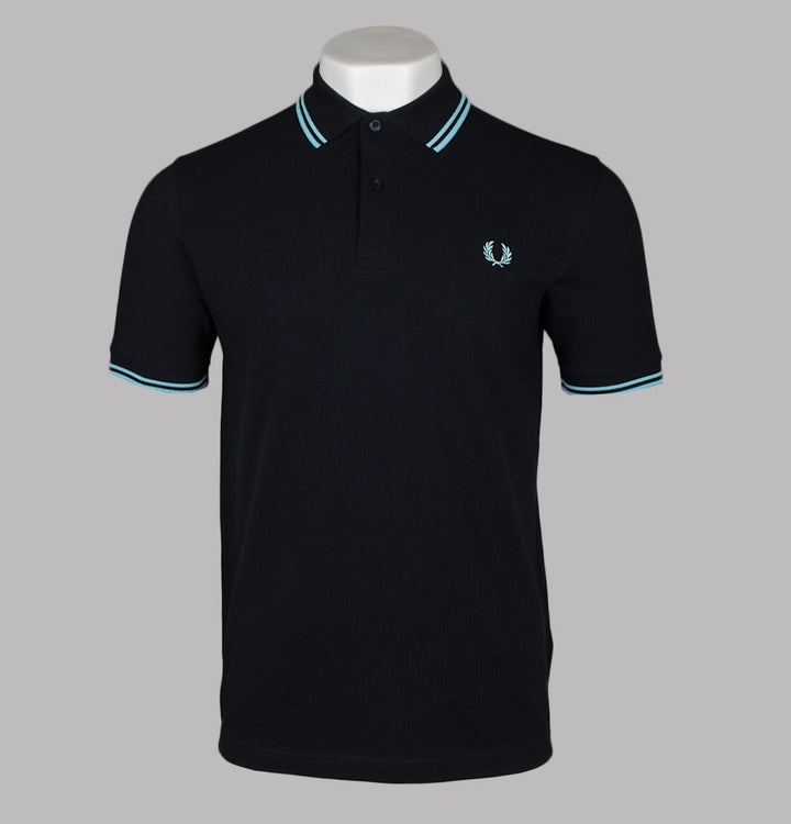 Fred Perry Twin Tipped Polo Shirt Navy/Mint Blue