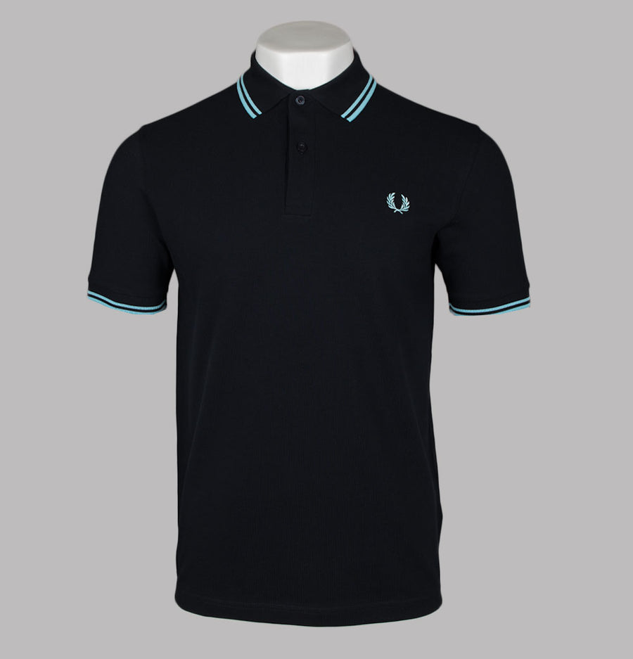 Fred Perry Twin Tipped Polo Shirt Navy/Mint Blue