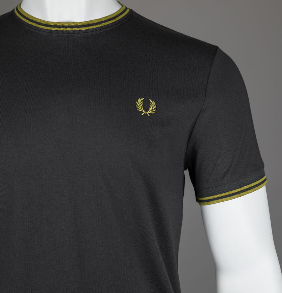 Fred Perry Twin Tipped T-Shirt Anchor Grey/Tennis Ball Yellow