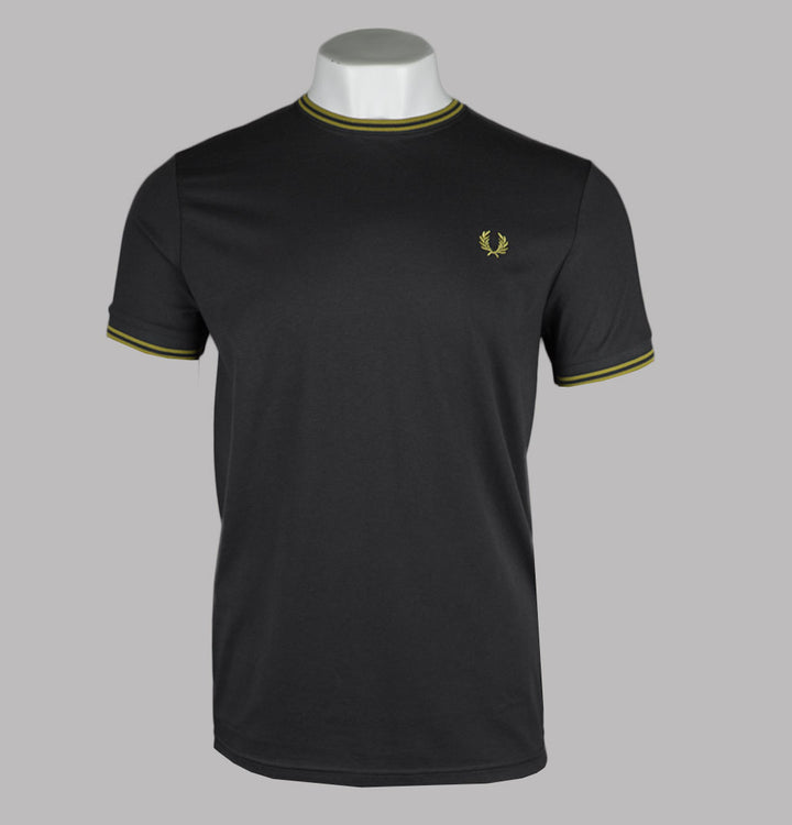 Fred Perry Twin Tipped T-Shirt Anchor Grey/Tennis Ball Yellow