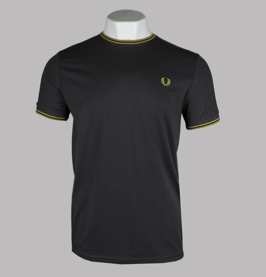 Fred Perry Twin Tipped T-Shirt Anchor Grey/Tennis Ball Yellow