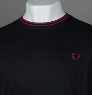 Fred Perry Twin Tipped T-Shirt Black/Burnt Red