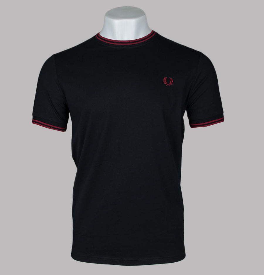 Fred Perry Twin Tipped T-Shirt Black/Burnt Red