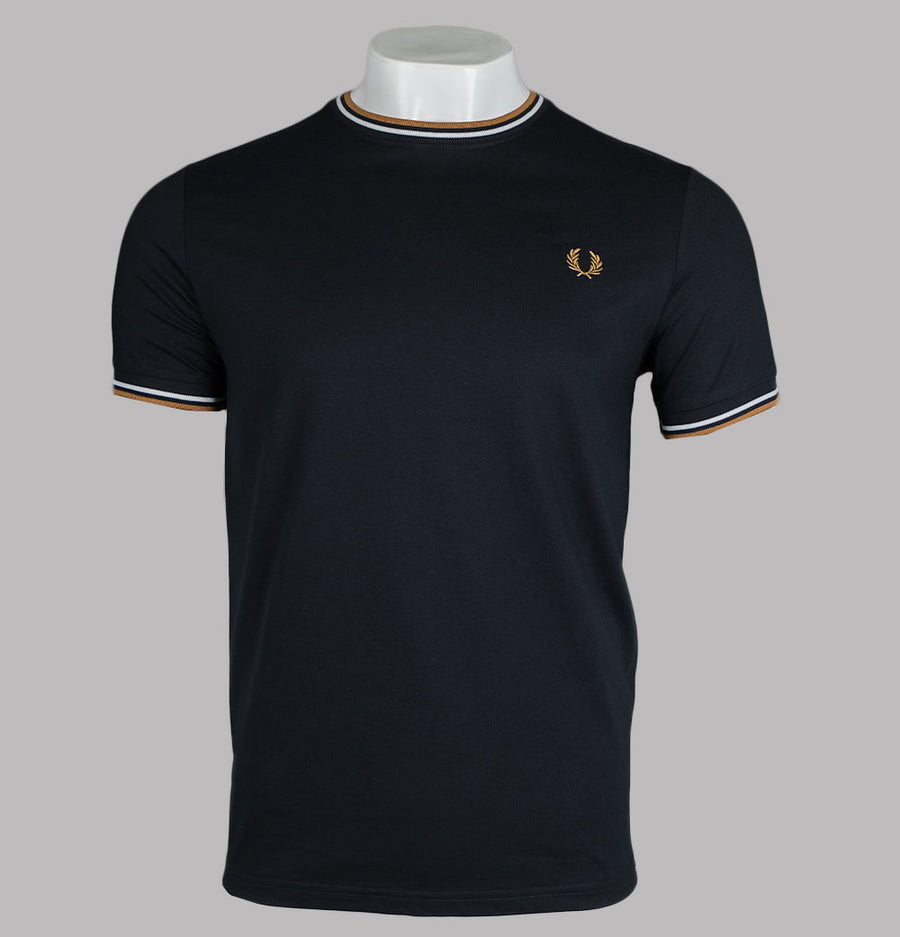 Fred Perry Twin Tipped T-Shirt Black/White/Shaded Stone