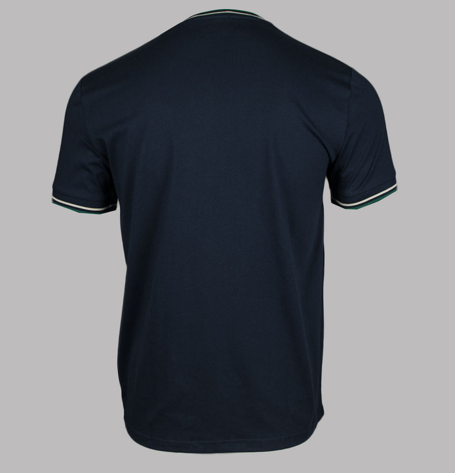 Fred Perry Twin Tipped T-Shirt Dark Carbon/Light Ecru/Label Green