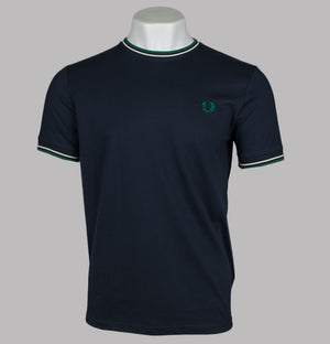 Fred Perry Twin Tipped T-Shirt Dark Carbon/Light Ecru/Label Green