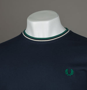Fred Perry Twin Tipped T-Shirt Dark Carbon/Light Ecru/Label Green
