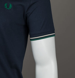 Fred Perry Twin Tipped T-Shirt Dark Carbon/Light Ecru/Label Green