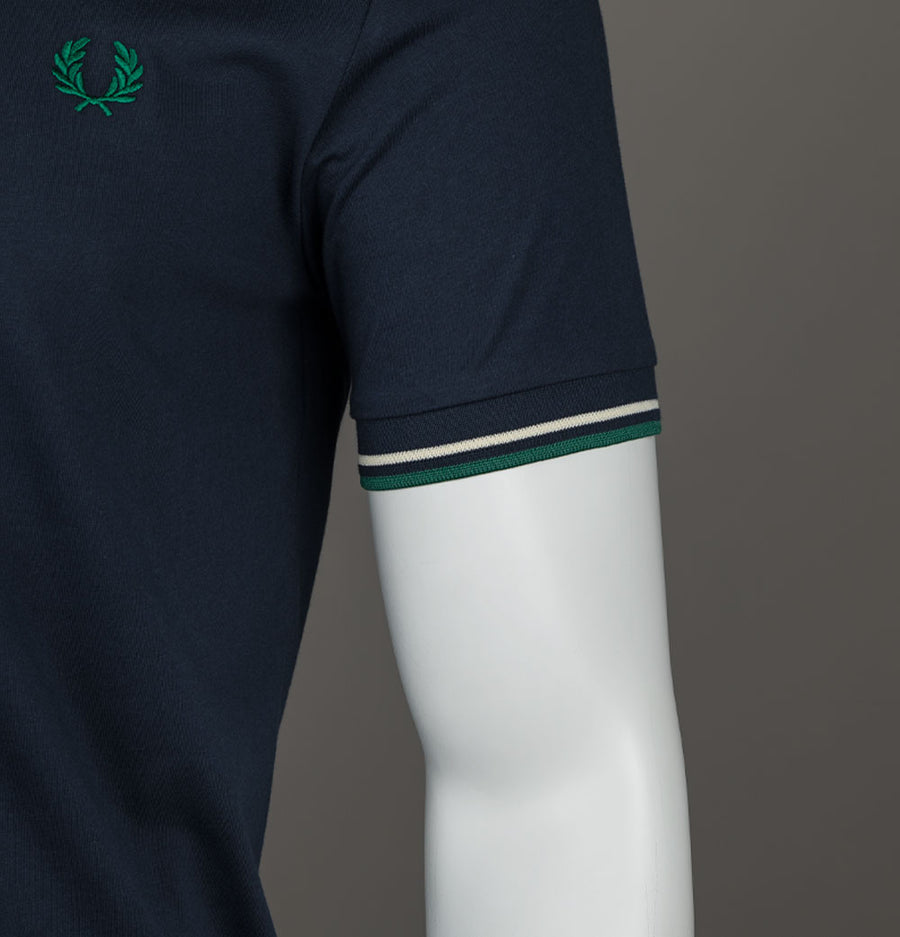 Fred Perry Twin Tipped T-Shirt Dark Carbon/Light Ecru/Label Green