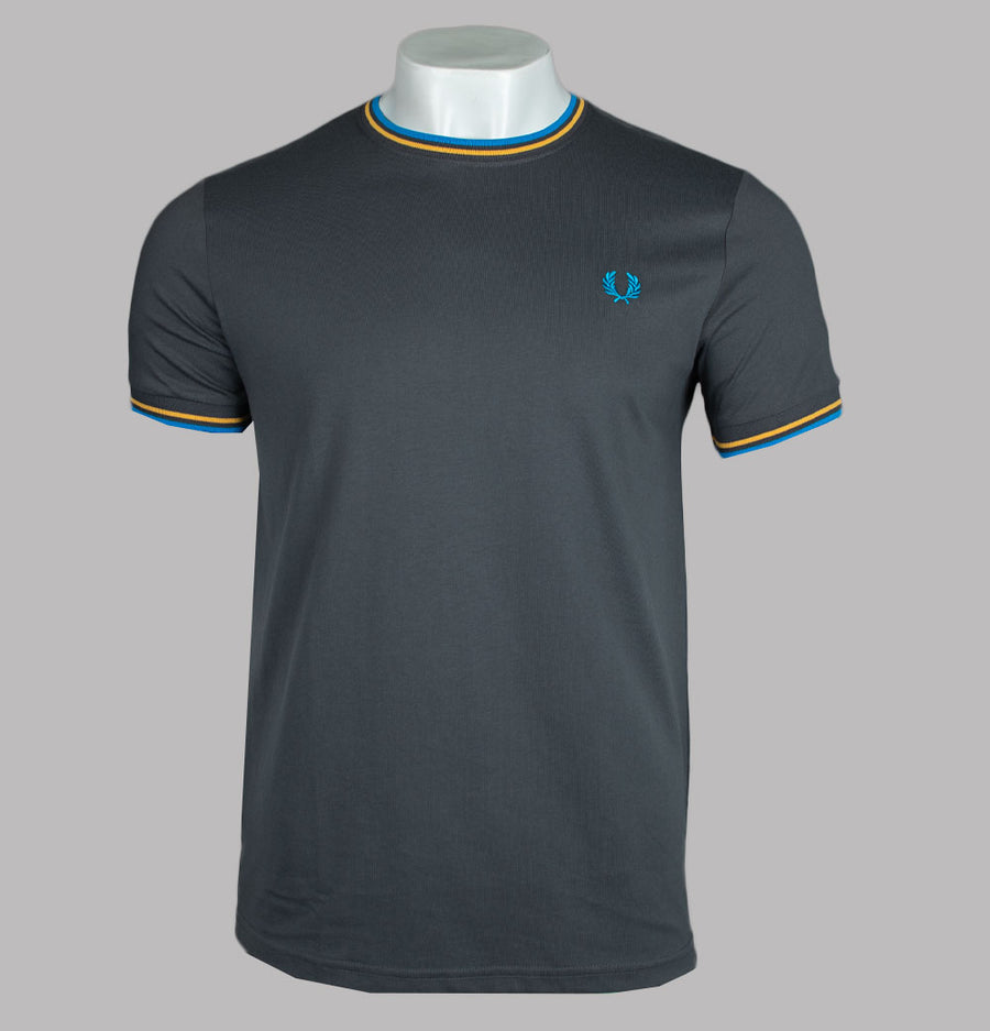 Fred Perry Twin Tipped T-Shirt Gunmetal/Golden Hour/Kingfisher Blue