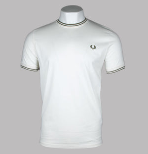 Fred Perry Twin Tipped T-Shirt Light Ecru/Olive Mint