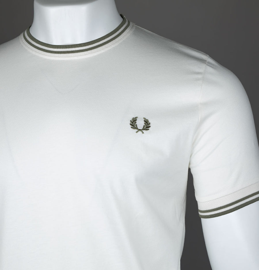 Fred Perry Twin Tipped T-Shirt Light Ecru/Olive Mint