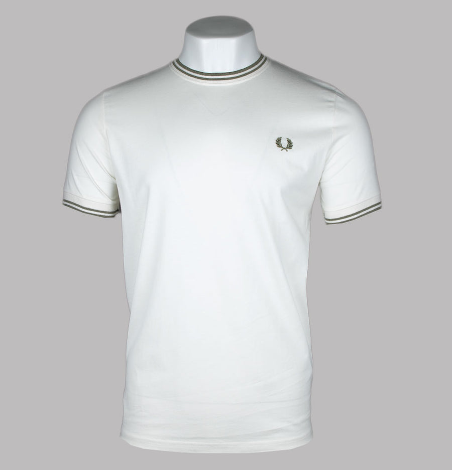 Fred Perry Twin Tipped T-Shirt Light Ecru/Olive Mint