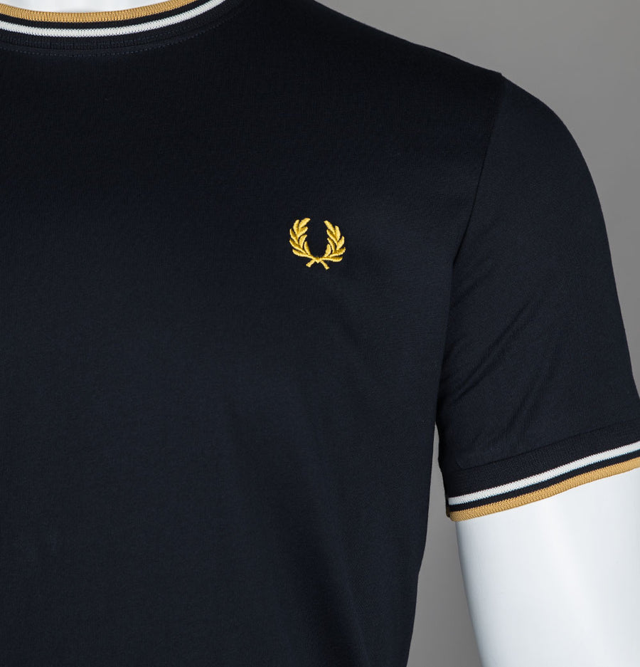 Fred Perry Twin Tipped T-Shirt Navy/Ecru/Honeycomb