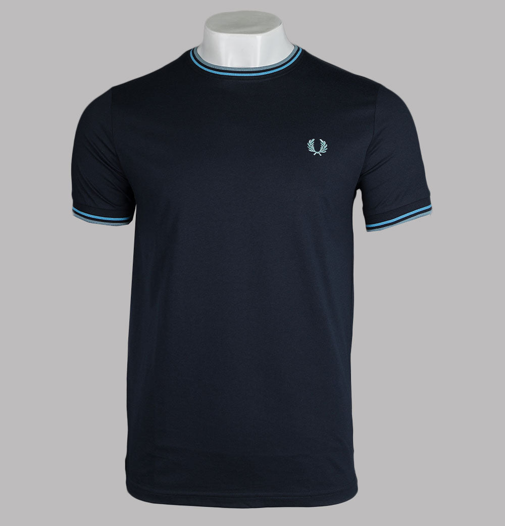 Fred Perry Twin Tipped T-Shirt Navy/Soft Blue/Silver Blue – Bronx Clothing