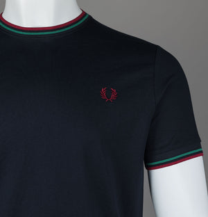 Fred Perry Twin Tipped T-Shirt Navy/Sport Green/Burnt Red