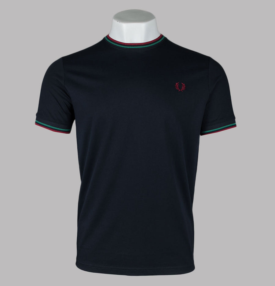 Fred Perry Twin Tipped T-Shirt Navy/Sport Green/Burnt Red