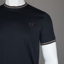 Fred Perry Twin Tipped T-Shirt Navy/Warm Oat/Burnt Tobacco