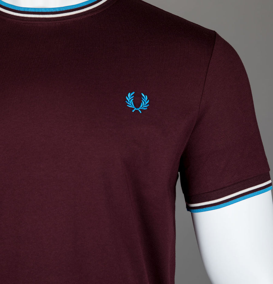 Fred Perry Twin Tipped T-Shirt Oxblood/Ecru/Court Blue