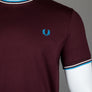Fred Perry Twin Tipped T-Shirt Oxblood/Ecru/Court Blue