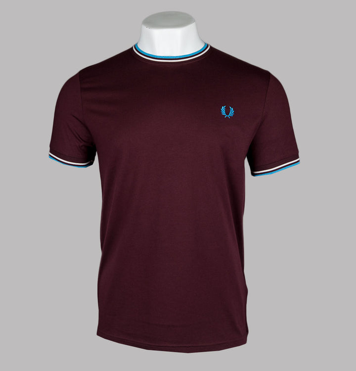 Fred Perry Twin Tipped T-Shirt Oxblood/Ecru/Court Blue