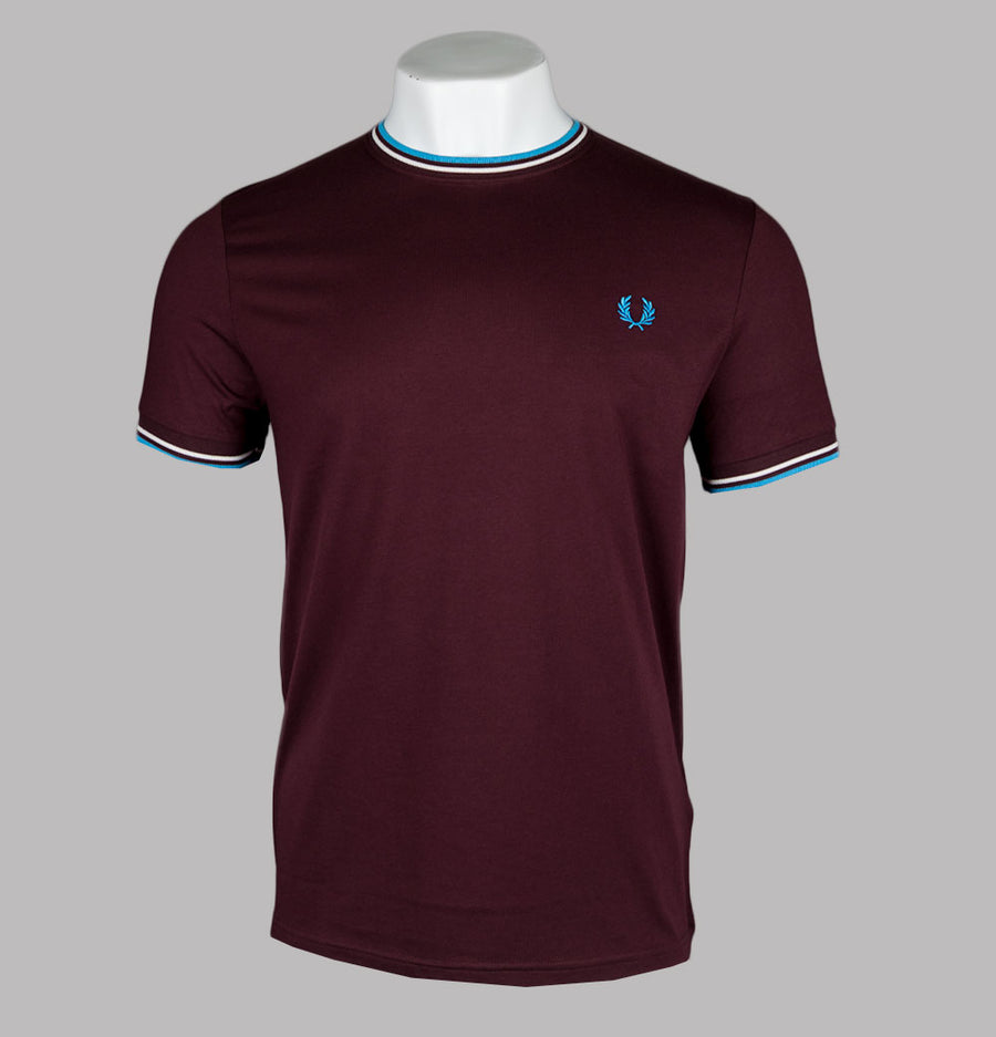 Fred Perry Twin Tipped T-Shirt Oxblood/Ecru/Court Blue