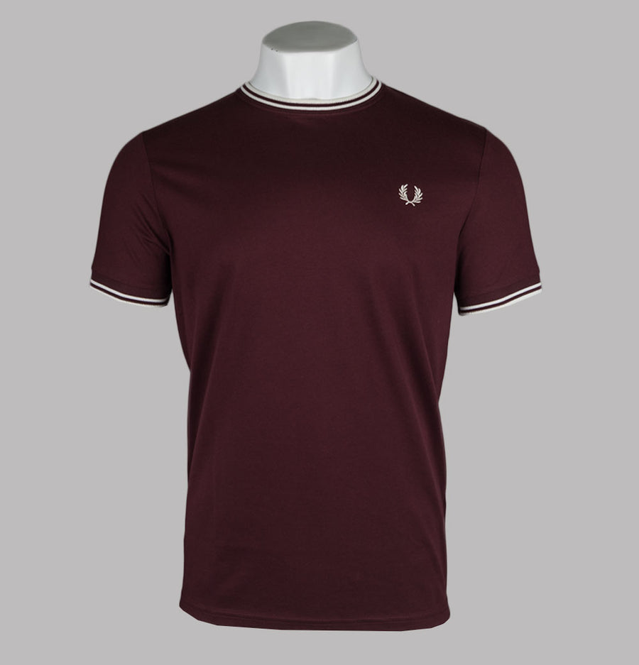 Fred Perry Twin Tipped T-Shirt Oxblood/Ecru