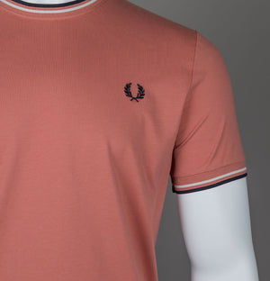 Fred Perry Twin Tipped T-Shirt Putty Pink/Ecru/Navy
