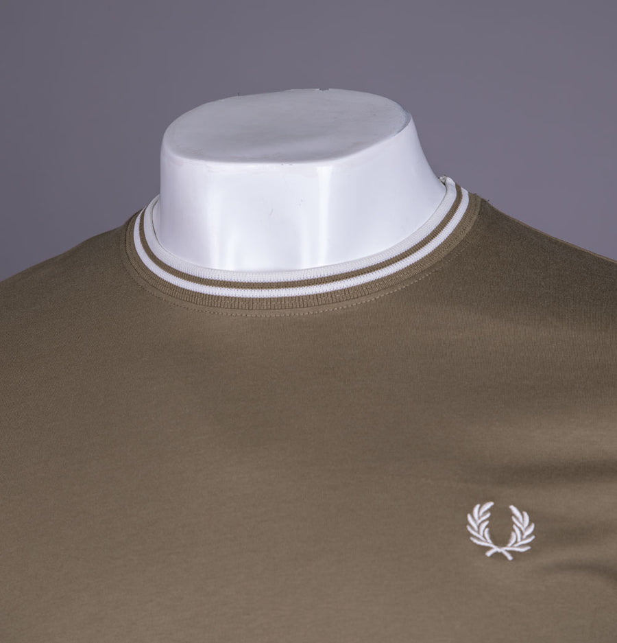 Fred Perry Twin Tipped T-Shirt Shaded Stone/White