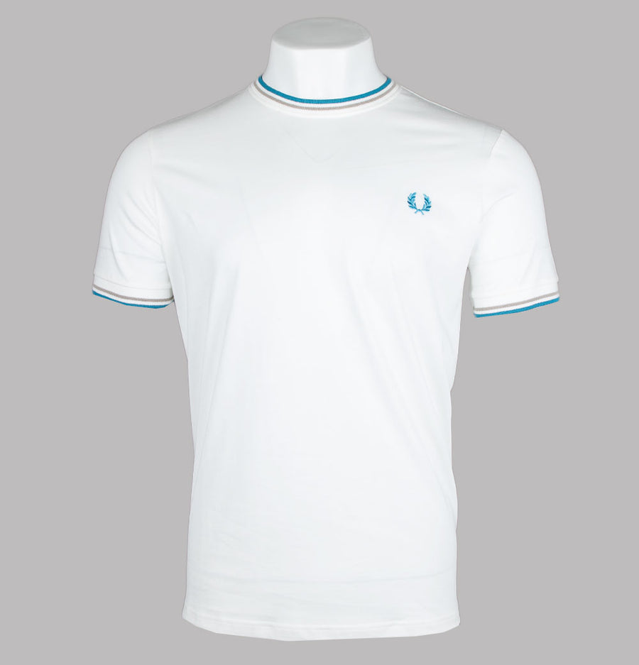 Fred Perry Twin Tipped T-Shirt Snow White/Warm Grey/Ocean