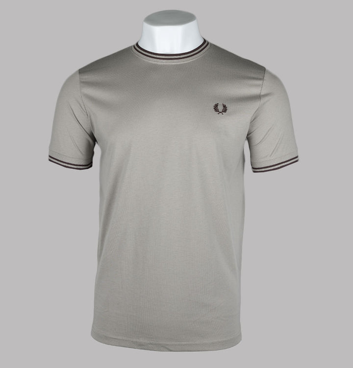 Fred Perry Twin Tipped T-Shirt Warm Grey/Brick