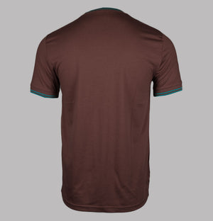 Fred Perry Twin Tipped T-Shirt Whisky Brown/Deep Mint