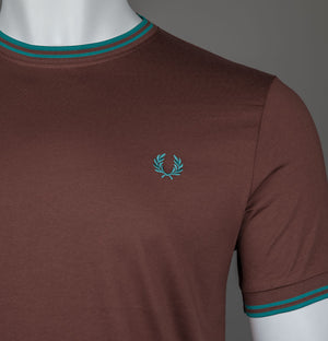 Fred Perry Twin Tipped T-Shirt Whisky Brown/Deep Mint