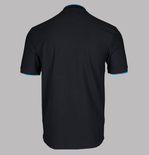 Fred Perry Woven Mesh Henley Polo Shirt Black