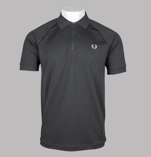 Fred Perry Zip Neck Polo Shirt Anchor Grey