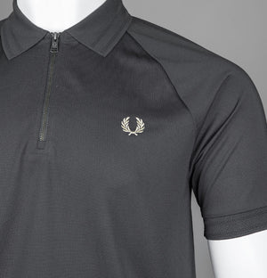 Fred Perry Zip Neck Polo Shirt Anchor Grey