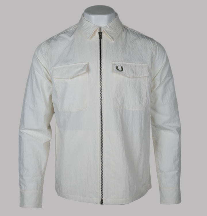 Fred Perry Zip Through Overshirt Light Ecru