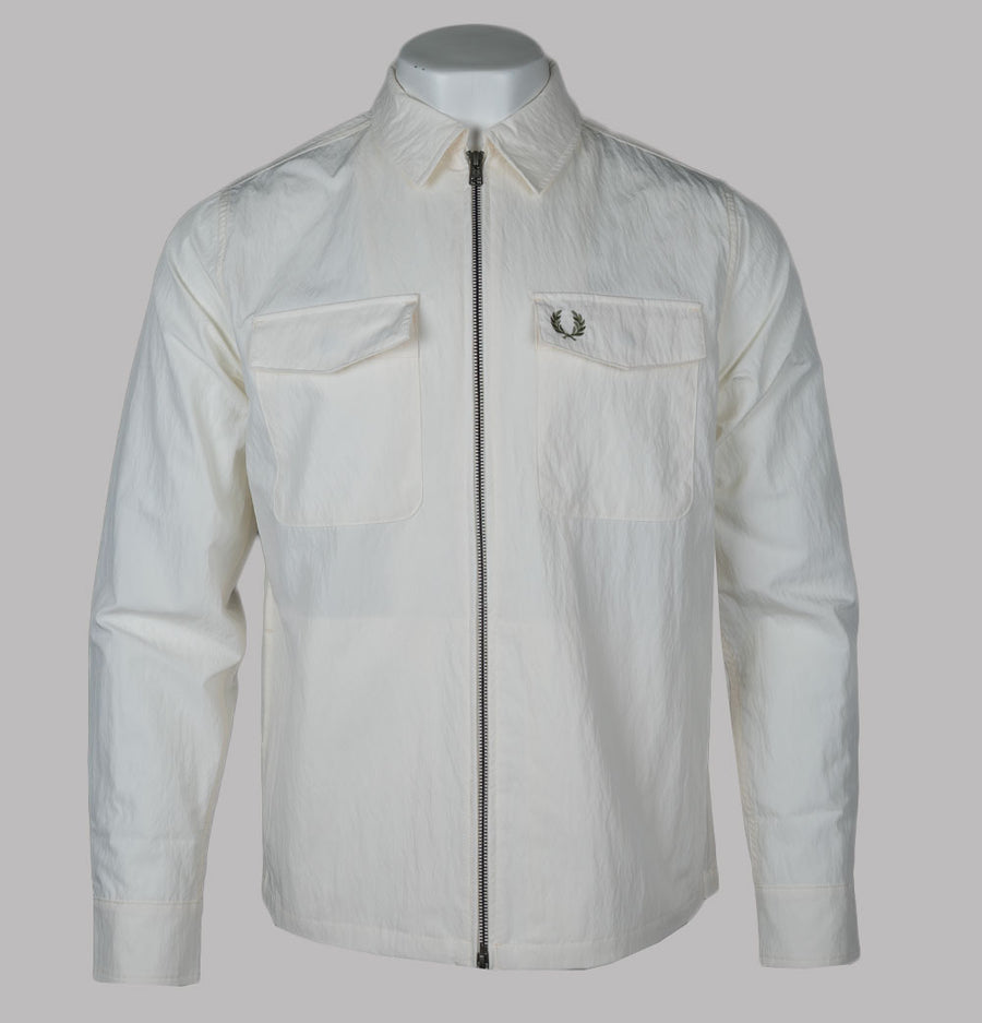 Fred Perry Zip Through Overshirt Light Ecru