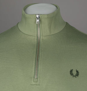 Fred Perry Half Zip Sweatshirt Olive Mint